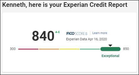 840 Credit Score - Exceptional